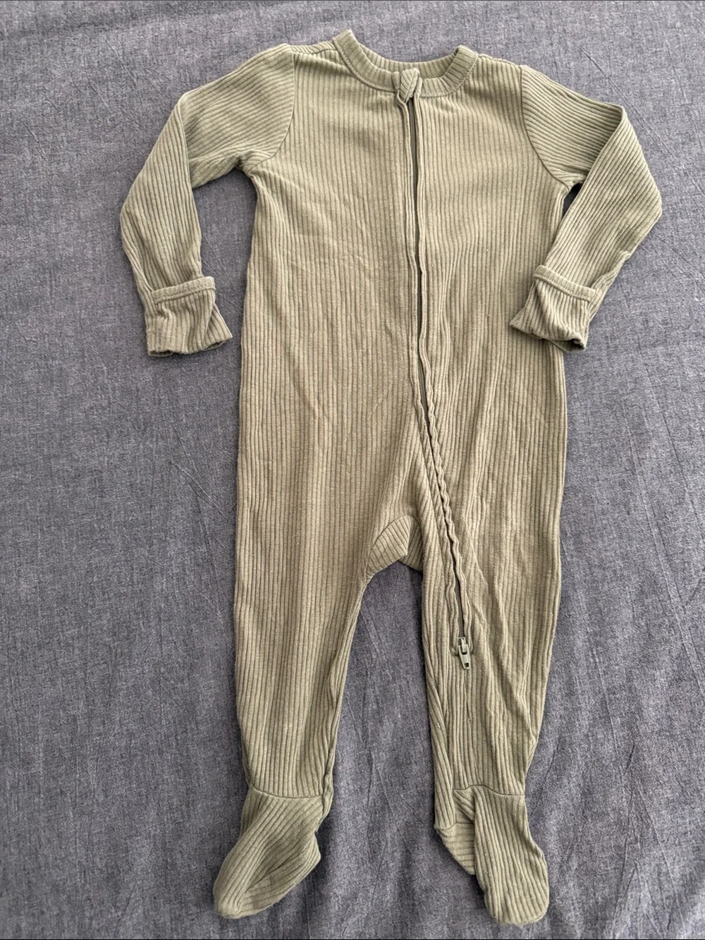 Old Navy olive ribbed footed sleeper